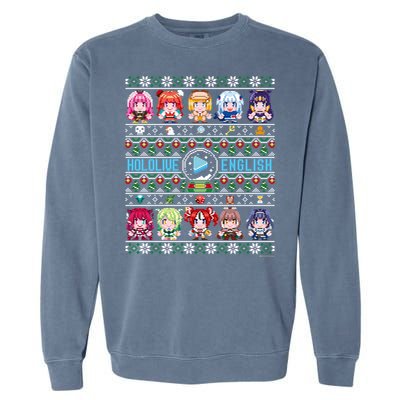 hololive English Ugly Christmas Sweater,Long Sleeve, (Gray) Garment-Dyed Sweatshirt