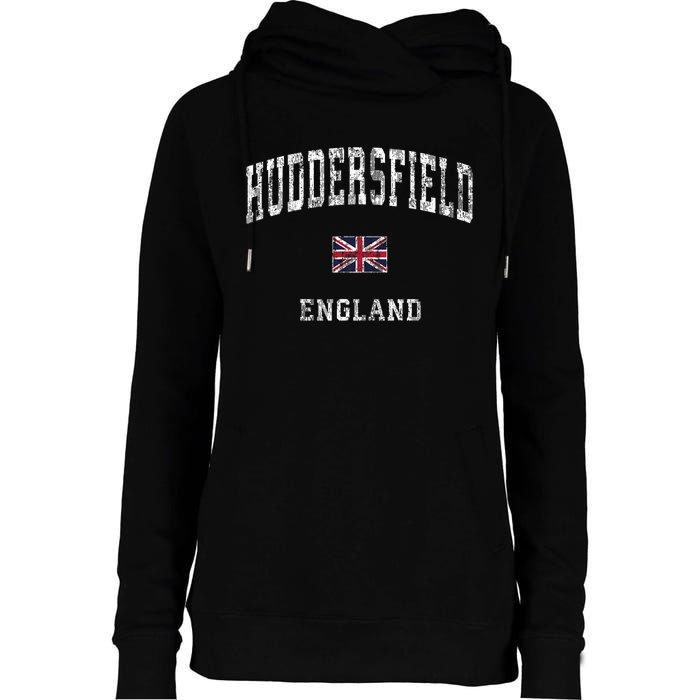 Huddersfield England Vintage Athletic Sports Design Womens Funnel Neck Pullover Hood