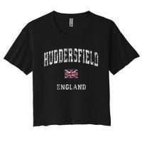 Huddersfield England Vintage Athletic Sports Design Women's Crop Top Tee