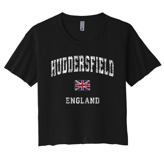 Huddersfield England Vintage Athletic Sports Design Women's Crop Top Tee