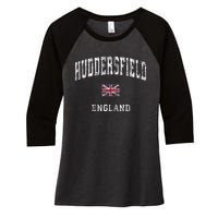 Huddersfield England Vintage Athletic Sports Design Women's Tri-Blend 3/4-Sleeve Raglan Shirt