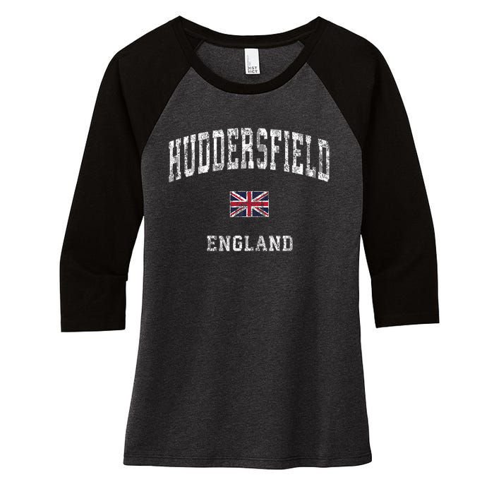 Huddersfield England Vintage Athletic Sports Design Women's Tri-Blend 3/4-Sleeve Raglan Shirt