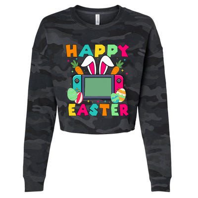 Happy Easter Video Game Bunny Gaming Cropped Pullover Crew