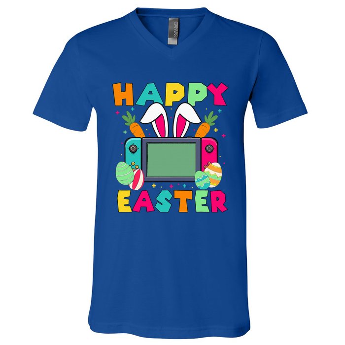 Happy Easter Video Game Bunny Gaming V-Neck T-Shirt