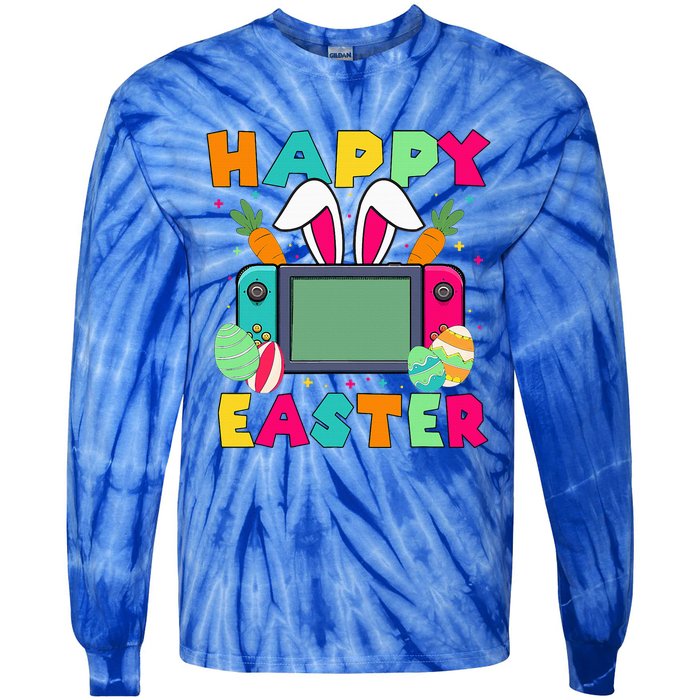 Happy Easter Video Game Bunny Gaming Tie-Dye Long Sleeve Shirt