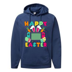 Happy Easter Video Game Bunny Gaming Performance Fleece Hoodie