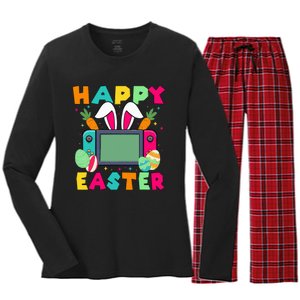 Happy Easter Video Game Bunny Gaming Controller Women's Long Sleeve Flannel Pajama Set 