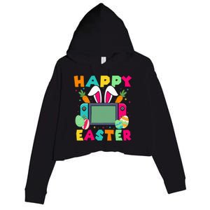 Happy Easter Video Game Bunny Gaming Controller Crop Fleece Hoodie