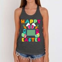 Happy Easter Video Game Bunny Gaming Controller Women's Knotted Racerback Tank