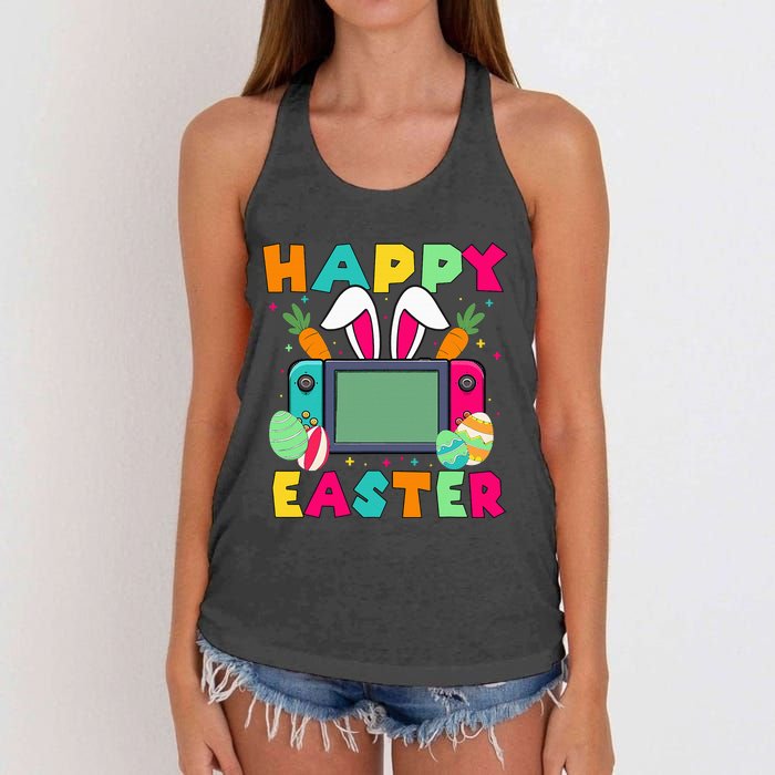 Happy Easter Video Game Bunny Gaming Controller Women's Knotted Racerback Tank