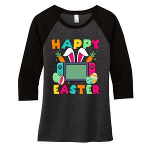 Happy Easter Video Game Bunny Gaming Controller Women's Tri-Blend 3/4-Sleeve Raglan Shirt