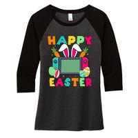 Happy Easter Video Game Bunny Gaming Controller Women's Tri-Blend 3/4-Sleeve Raglan Shirt