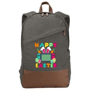 Happy Easter Video Game Bunny Gaming Controller Cotton Canvas Backpack