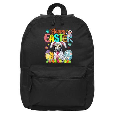 Happy Easter Whippet Cosplay Bunny Chocolate Eggs Owner 16 in Basic Backpack