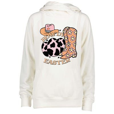 Howdy Easter Western Cow Boots Easter Egg Cowhide Womens Funnel Neck Pullover Hood