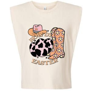 Howdy Easter Western Cow Boots Easter Egg Cowhide Garment-Dyed Women's Muscle Tee