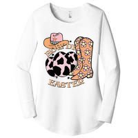 Howdy Easter Western Cow Boots Easter Egg Cowhide Women's Perfect Tri Tunic Long Sleeve Shirt