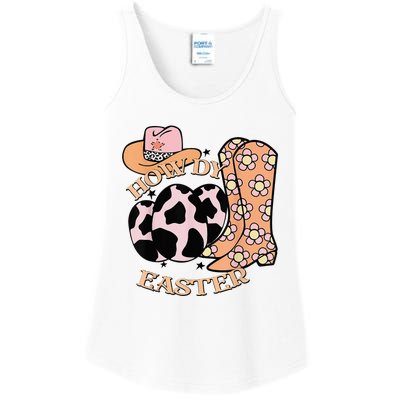 Howdy Easter Western Cow Boots Easter Egg Cowhide Ladies Essential Tank