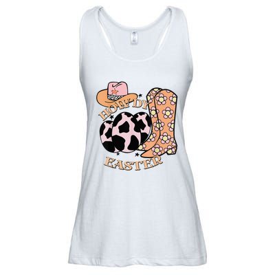 Howdy Easter Western Cow Boots Easter Egg Cowhide Ladies Essential Flowy Tank