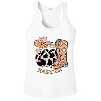 Howdy Easter Western Cow Boots Easter Egg Cowhide Ladies PosiCharge Competitor Racerback Tank