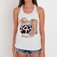 Howdy Easter Western Cow Boots Easter Egg Cowhide Women's Knotted Racerback Tank