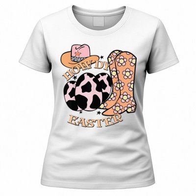 Howdy Easter Western Cow Boots Easter Egg Cowhide Women's T-Shirt