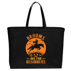 Horses Equestrian Witch Halloween Brooms Are For Beginners Cotton Canvas Jumbo Tote