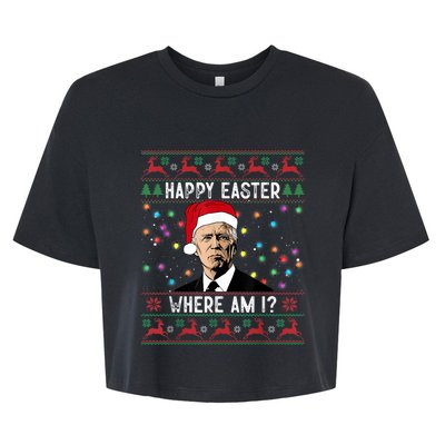 Happy Easter Where Am I Funny Joe Biden Santa Ugly Christmas Bella+Canvas Jersey Crop Tee