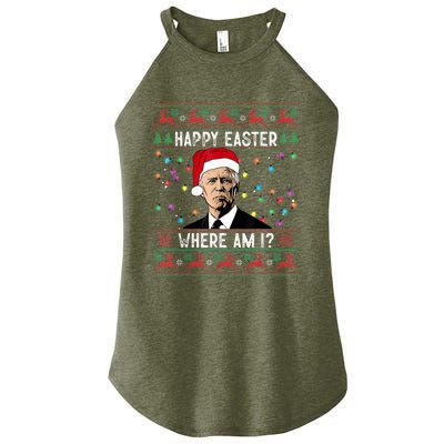 Happy Easter Where Am I Funny Joe Biden Santa Ugly Christmas Women’s Perfect Tri Rocker Tank