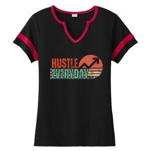 Hustle Everyday Work Hard Successful Entrepreneur Ladies Halftime Notch Neck Tee