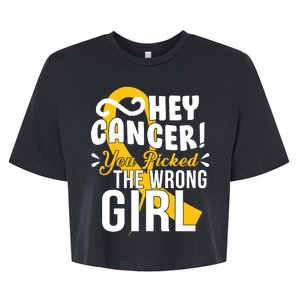 Hey Cancer You Picked The Wrong Girl Bella+Canvas Jersey Crop Tee