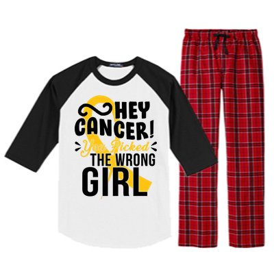 Hey Cancer You Picked The Wrong Girl Raglan Sleeve Pajama Set