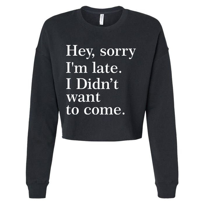 Hey, Sorry I'm Late. I Didn't Want To Come. Cropped Pullover Crew