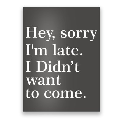 Hey, Sorry I'm Late. I Didn't Want To Come. Poster