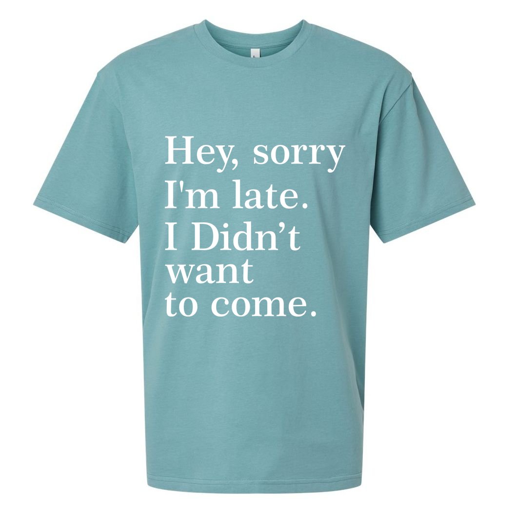Hey, Sorry I'm Late. I Didn't Want To Come. Sueded Cloud Jersey T-Shirt