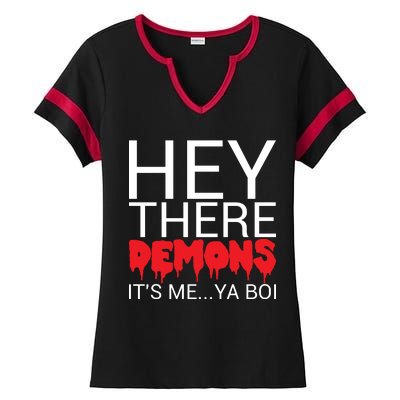 Hey There Demons It's Me Ya Bo! Ladies Halftime Notch Neck Tee