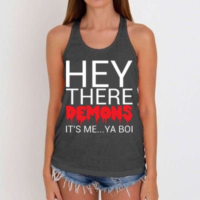 Hey There Demons It's Me Ya Bo! Women's Knotted Racerback Tank