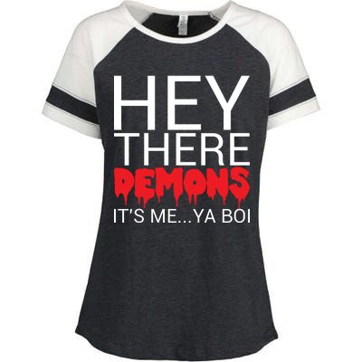 Hey There Demons It's Me Ya Bo! Enza Ladies Jersey Colorblock Tee