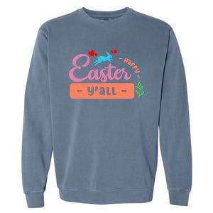 Happy Easter Y'all Wishes Bunny Rabbit Blessings Cute Gift Garment-Dyed Sweatshirt