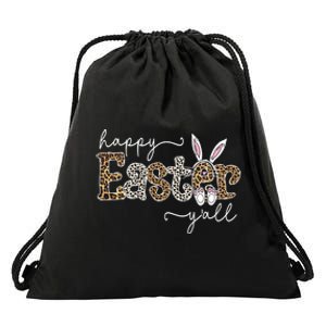 Happy Easter Y'all Leopard Funny Bunny Rabbit Eggs Hunting Drawstring Bag