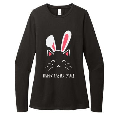 Happy Easter Y'all Funny Cat Bunny Ears Womens CVC Long Sleeve Shirt