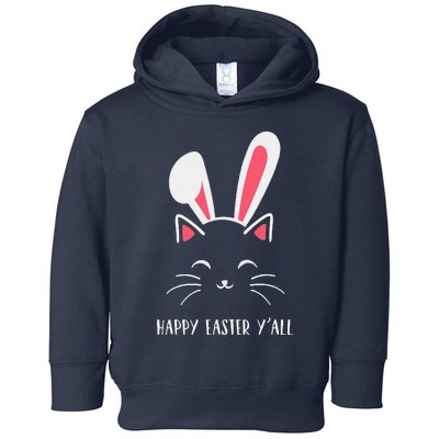 Happy Easter Y'all Funny Cat Bunny Ears Toddler Hoodie