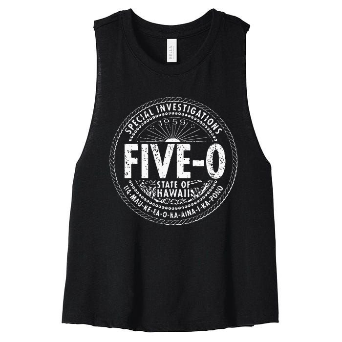 Hawaii Five 0 H50 Hawaii 50s Vintage 1959 Women's Racerback Cropped Tank