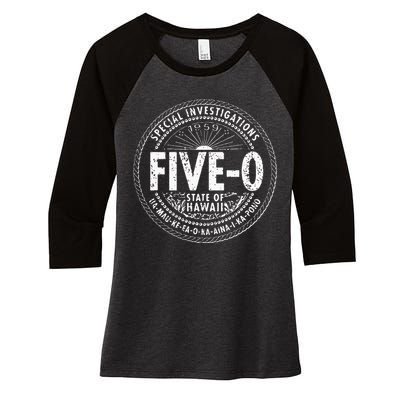 Hawaii Five 0 H50 Hawaii 50s Vintage 1959 Women's Tri-Blend 3/4-Sleeve Raglan Shirt