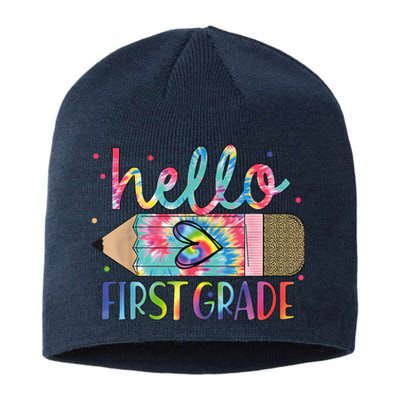 Hello First 1st Grade Back To School Teachers Sustainable Beanie