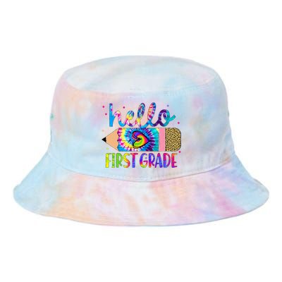 Hello First 1st Grade Back To School Teachers Tie Dye Newport Bucket Hat