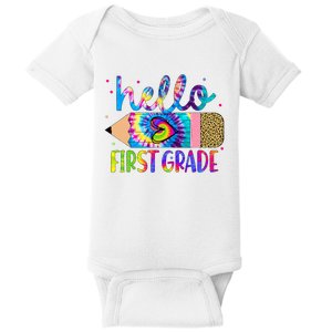 Hello First 1st Grade Back To School Teachers Baby Bodysuit