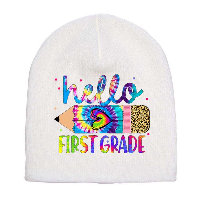 Hello First 1st Grade Back To School Teachers Short Acrylic Beanie