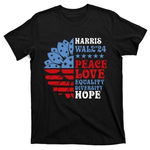 Harriswaltz Forward 2024 Kamala Harris Peace Love T-Shirt