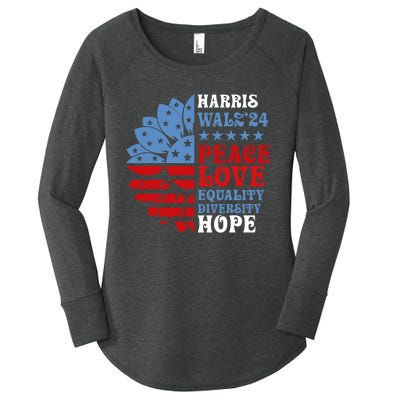 Harriswaltz Forward 2024 Kamala Harris Peace Love Women's Perfect Tri Tunic Long Sleeve Shirt